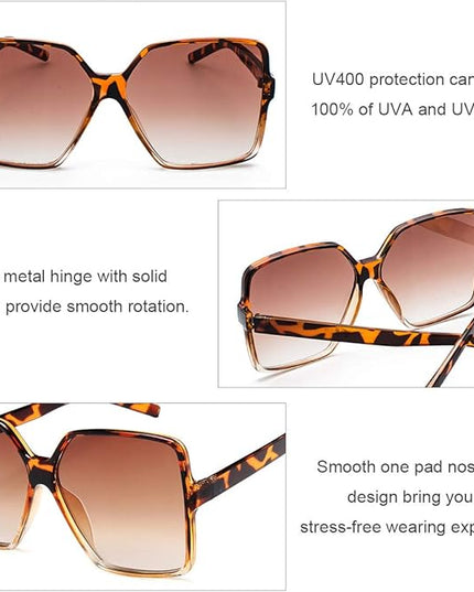 Dollger Oversized Square Sunglasses for Women Big Large Wide Fashion Shades for Men UV Protection Unisex