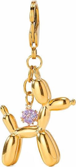 Balloon Dog Keychain, Stainless Steel Elegant Golden Bag Charms for Adults