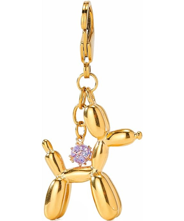Balloon Dog Keychain, Stainless Steel Elegant Golden Bag Charms for Adults