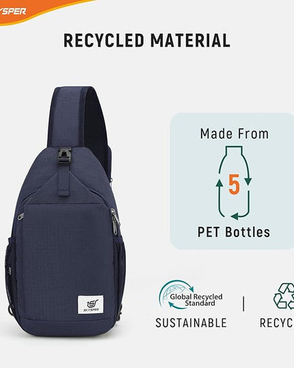 SKYSPER Sling Bag RFID Cross Body Bag Recycled Crossbody Backpack Travel Daypack