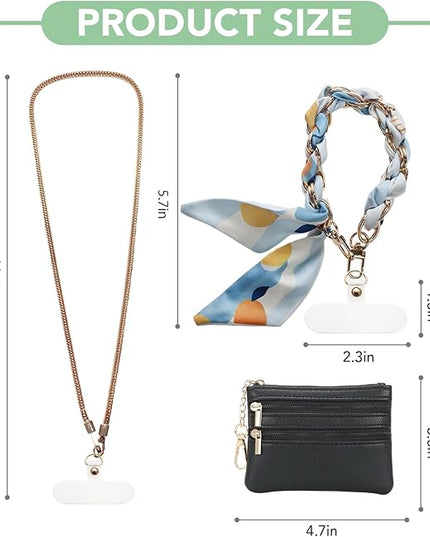 3-in-1 Versatile Phone Lanyard Crossbody,Cute Cell Phone Wristlet Strap with Wallet Pouch,Clip and Go Strap Chain for Phone