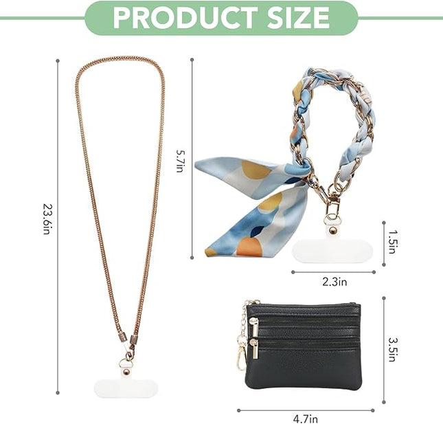3-in-1 Versatile Phone Lanyard Crossbody,Cute Cell Phone Wristlet Strap with Wallet Pouch,Clip and Go Strap Chain for Phone
