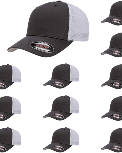 Flexfit 6511 Fitted Mid-Profile Stretchable Mesh Panels Trucker Cap | Bulk Pack Available