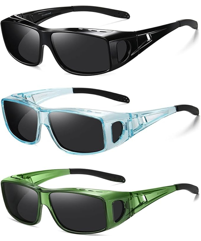 Wzerry Sunglasses Fit Over Glasses Polarized for Men Women, Wrap-Around Glasses UV400 Protection for Driving and Outdoor