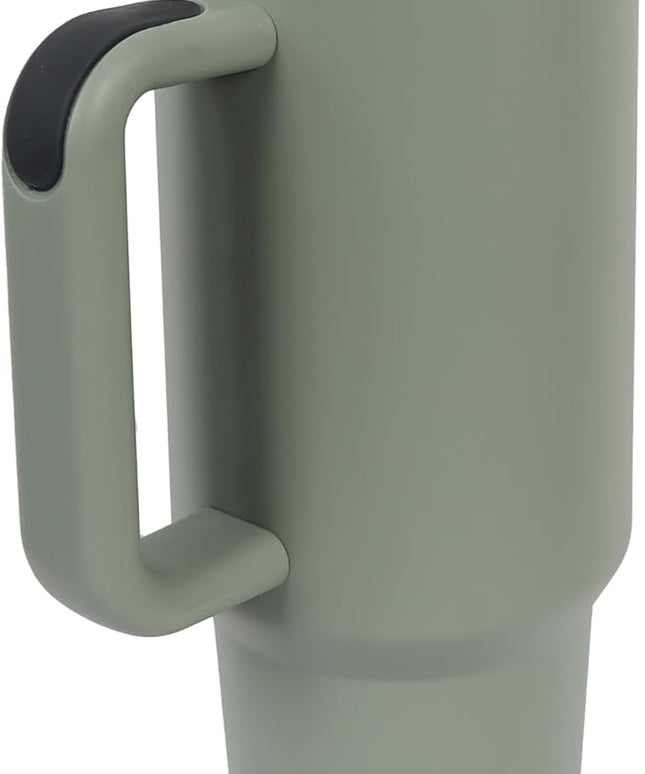 40oz Insulated Tumbler with Handle, Leakproof Straw Lid & Carry Handle - Double Wall Vacuum Insulation Keeps Ice 24 Hours, BPA Free Stainless Steel Water Bottle (Olive Green)