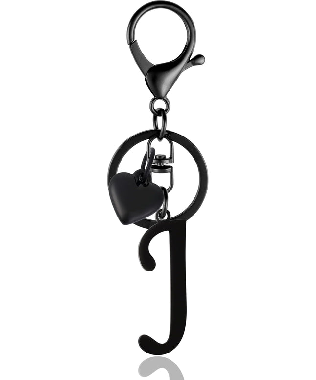 A-Z Heart Initial Letter Keychain, Stainless Steel Alphabet Charm for Handbags, Gift for Women and Girls