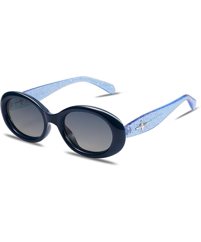 SOJOS Small Retro Oval Polarized Sunglasses for Women Men 90s Vintage UV400 Protection Tiny Sun Glasses SJ2286