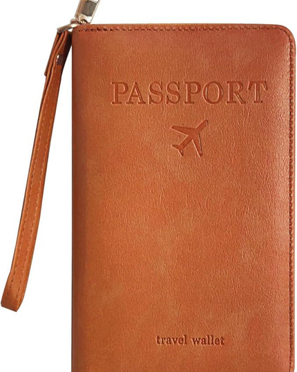 Passport Holder for Travel, Passport Holder Cover Wallet for Women Men With Rfid Blocking, PU Passport Book Card Holder Case - Travel Essentials Accessories Brown