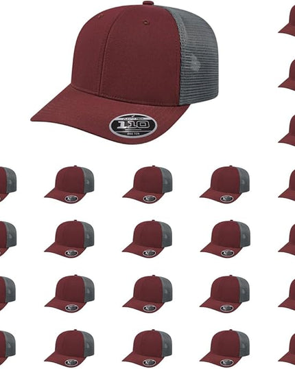 Cap America i8502 Flexfit 110 Premium Mid Profile 6-Panel Mesh Back Trucker Cap Hat w/UV Guard & Adjustable Snapback