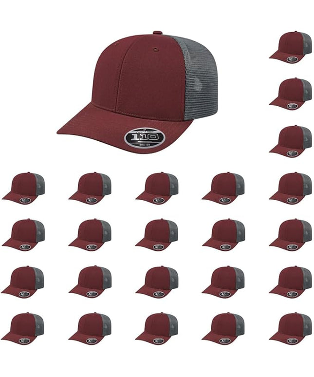 Cap America i8502 Flexfit 110 Premium Mid Profile 6-Panel Mesh Back Trucker Cap Hat w/UV Guard & Adjustable Snapback