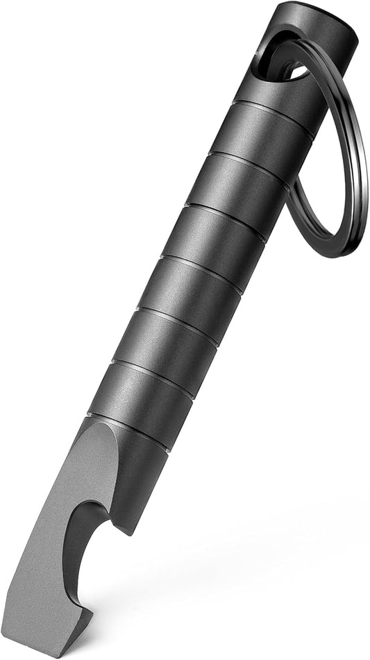 TISUR Keychain Pry Bar, Titanium Mini EDC Prybar Multitool with Bottle Opener, Pocket Small Keychain Tools for Every Day Carry(Black-Mini)