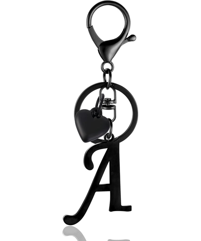 A-Z Heart Initial Letter Keychain, Stainless Steel Alphabet Charm for Handbags, Gift for Women and Girls