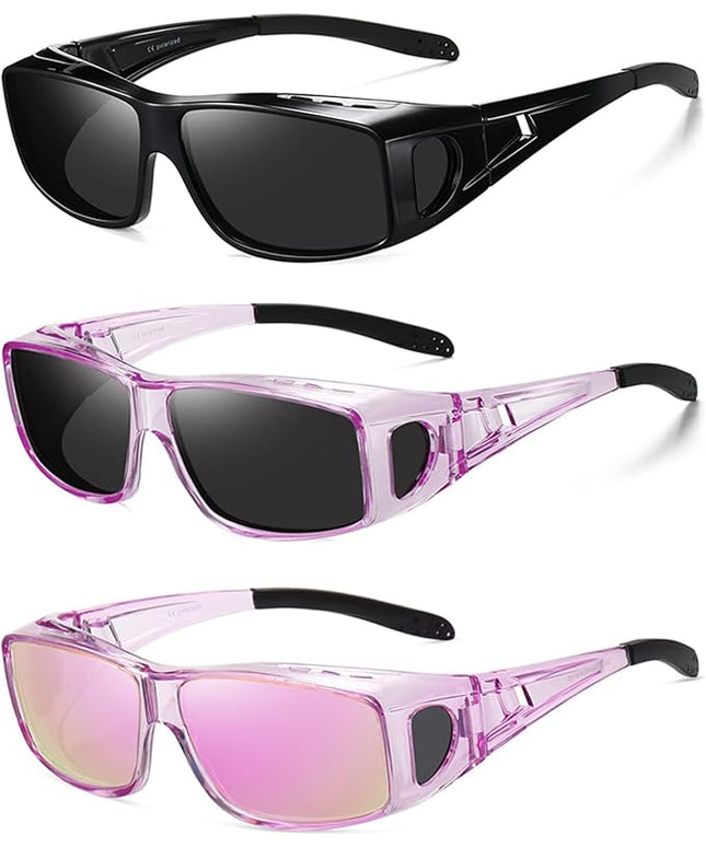 Wzerry Sunglasses Fit Over Glasses Polarized for Men Women, Wrap-Around Glasses UV400 Protection for Driving and Outdoor