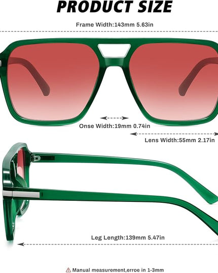 Retro Aviator Sunglasses for Women Men Trendy Classic Square 70s 80s 90s Vintage Shades Double Bridge Aviators FZN813