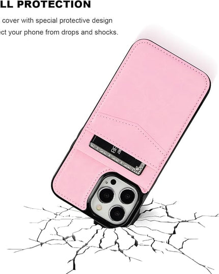 KIHUWEY Compatible with iPhone 13 Pro Max Case Wallet with Credit Card Holder, Premium Leather Magnetic Clasp Kickstand Heavy Duty Protective Cover for iPhone 13 Pro Max 6.7 Inch (Pink)