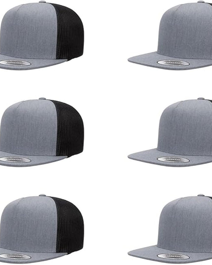 Yupoong 5-Panel YP Classic Trucker Cap | High Profile Flat Visor Snapback | OSFM | Bulk Packs Available