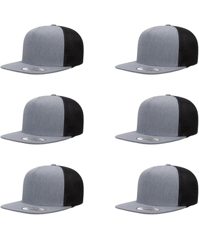 Yupoong 5-Panel YP Classic Trucker Cap | High Profile Flat Visor Snapback | OSFM | Bulk Packs Available