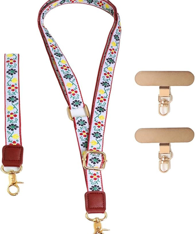 LEMEDE Phone Charm Lanyard, Gold Buckle Adjustable Crossbody and Wrist Strap with 2pcs 360-Degree Rotatable Phone Pad