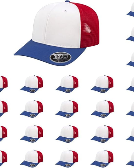 Cap America i8502 Flexfit 110 Premium Mid Profile 6-Panel Mesh Back Trucker Cap Hat w/UV Guard & Adjustable Snapback