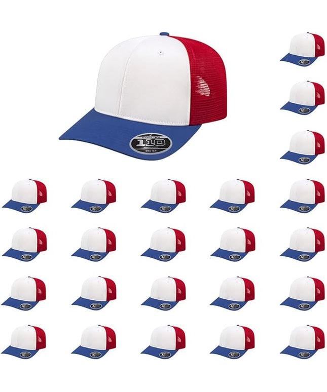 Cap America i8502 Flexfit 110 Premium Mid Profile 6-Panel Mesh Back Trucker Cap Hat w/UV Guard & Adjustable Snapback