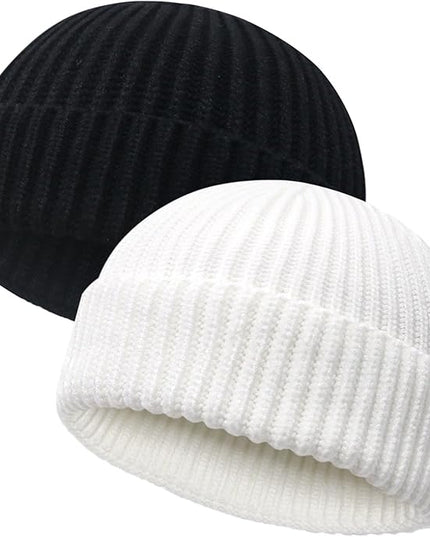 Wool Fisherman Beanies for Men Women Short Cuff Knit Beanie Winter Warm Hats Trawler Hat Stylish Watch Cap