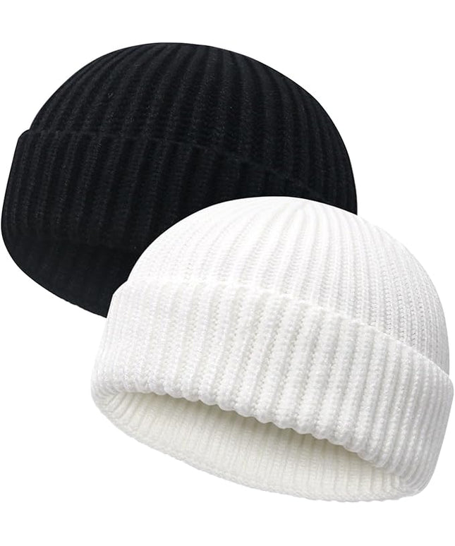 Wool Fisherman Beanies for Men Women Short Cuff Knit Beanie Winter Warm Hats Trawler Hat Stylish Watch Cap