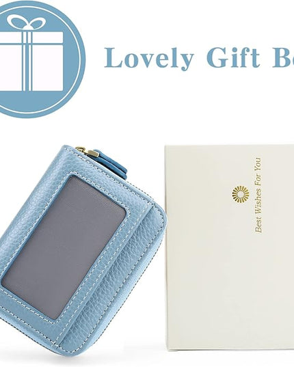 GOIACII Small Genuine Leather Wallet for Women, RFID Blocking Credit Card Holder Wallet