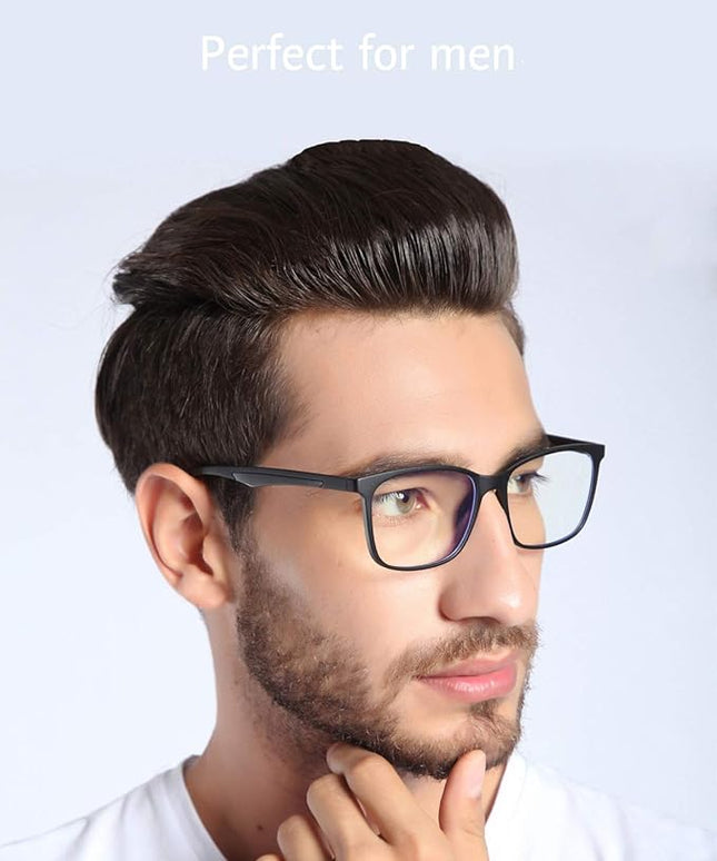 ANRRI Blue Light Blocking Glasses, Anti Eyestrain Lens Lightweight Frame Eyeglasses, Black, Men/Women