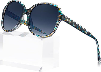 CARFIA Acetate Oversized Square Polarized Sunglasses for Women UV Protection Retro Trendy Big Shades