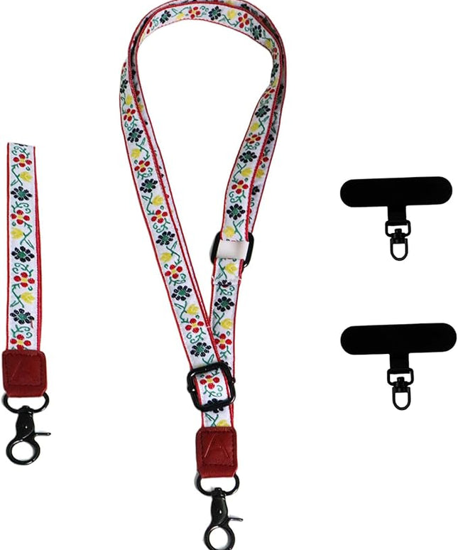 Adjustable Lanyard for Phone, Camera, Name Tags, ID card, Keychain and Wristlet Straps with 2 phone pads(Black)