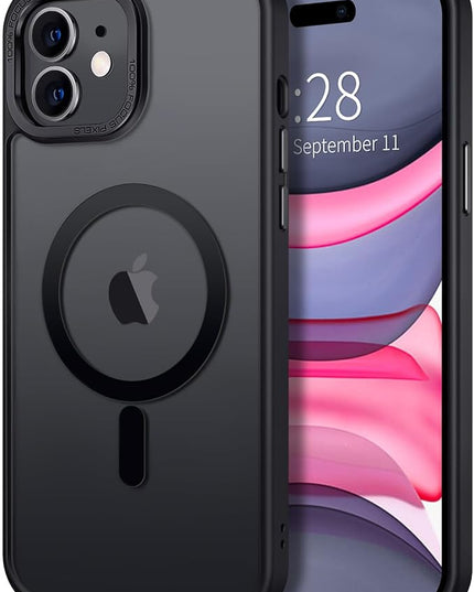 Hython Case for iPhone 11 Case Magnetic Translucent Matte Phone Cases 6.1" [Compatible with MagSafe] Thin Slim Fit Shockproof Bumper Hard Protective Cover for Women Men Girls, Frosted Black