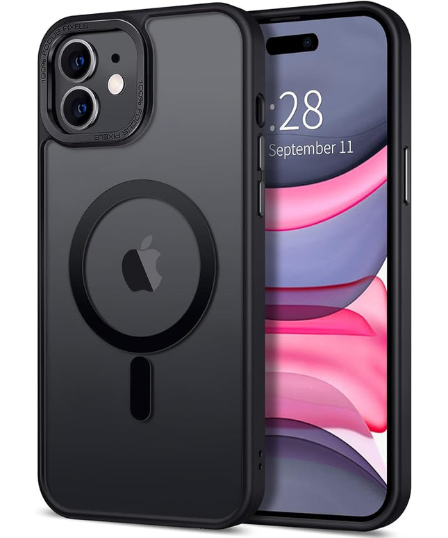 Hython Case for iPhone 11 Case Magnetic Translucent Matte Phone Cases 6.1" [Compatible with MagSafe] Thin Slim Fit Shockproof Bumper Hard Protective Cover for Women Men Girls, Frosted Black