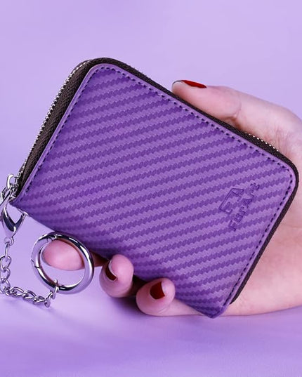 FurArt Zipper Wallet Women, RFID Blocking Credit Card Wallet, Business Card Holder, Compact Size KeyChain Wallet