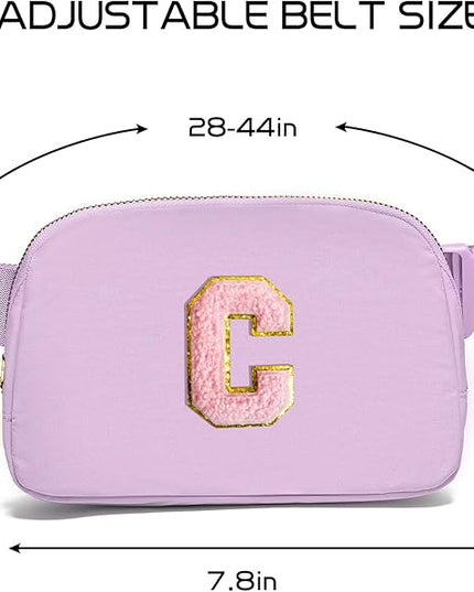 Gitus Initial Belt Bag Fanny Pack Crossbody Bag for Girls Birthday Gifts Age 8-10 Teen Girl Gifts Trend Stuff Personalized Letter Gifts for Daughter Sister (Lavender-C)
