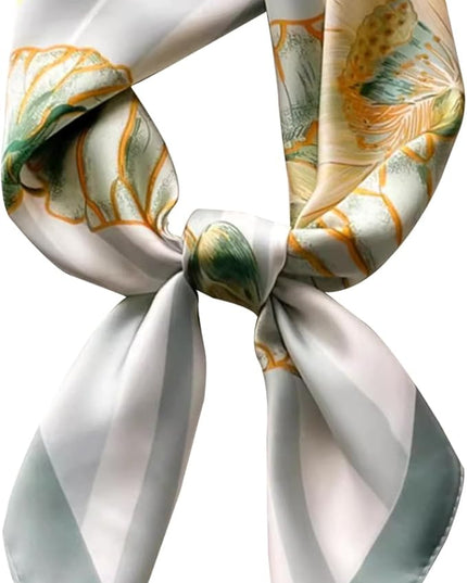 kcctoo 27.5" Mulberry Silk Feeling Head Scarf Women's Fashion Square Neck Satin Scarfs for Bag Hair Scarves Gift