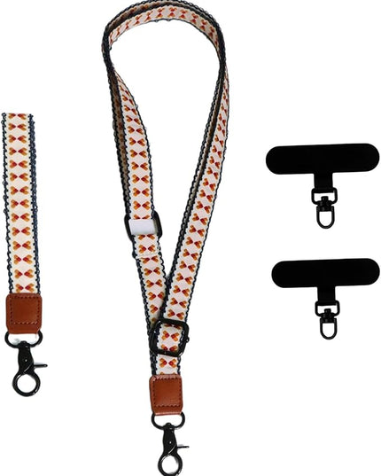 Adjustable Lanyard for Phone, Camera, Name Tags, ID card, Keychain and Wristlet Straps with 2 phone pads(Black)