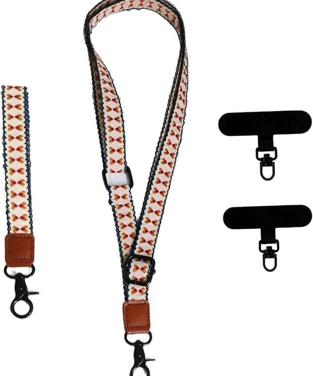 Adjustable Lanyard for Phone, Camera, Name Tags, ID card, Keychain and Wristlet Straps with 2 phone pads(Black)