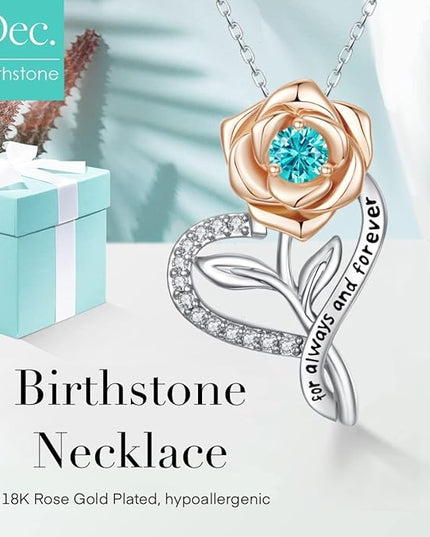 LAVALE Heart Birthstone Necklace for Women, Ideal Anniversary Birthday Gifts for Women Wife Girlfriend Her, Amazing Valentine's day Gift for Mom Women