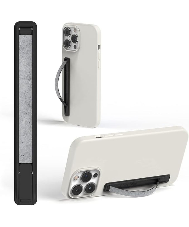 SleekStrip SleekGrip-Essential Ultra Thin Phone Grip Stand,Slim Metal Finger Loop Ring Hand Holder Strap Cell Phone Grips for iPhone 16 Pro Max,17 Air,Android,Case Back - Black x Misty Shadow