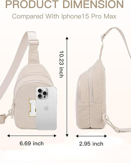 Viverte Small Corduroy Sling Bag Initial Crossbody Bag Fanny Pack for Girls Personalized Birthday Gifts for Teen Girls Gifts