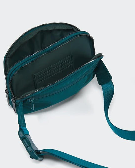 Pander Everywhere Belt Bag for Women, 5 Zipper Pockets Nylon Crossbody Fanny Pack Purse (Teal Blue)