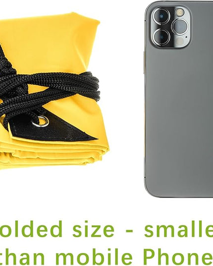 CODOBON Lightweight Drawstring Backpack – Foldable with 2 Compartments & Zip Pocket | Cable Port for Easy Access | Eco-Friendly for Gym, Travel, Everyday Use (20L, Yellow)