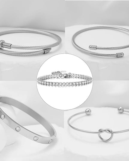 18 K Gold Plated Love Bangle Bracelet Stack Cuff Jewelry for Women Jewelry Set for Women Gift with Box