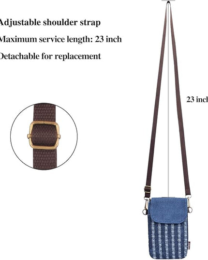 Women's Small Crossbody Bags Canvas Cellphone Purse Coin Pouch Wallet Mini Shoulder Handbags Wristlet Clutch