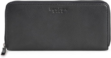 BERLINER BAGS Premium Genuine Leather Wallet Margo, RFID Blocking Credit Card Holder, Slim Womens Wallet, Zip Around Wallet for 13 Cards and ID window, Bills, Coins - Black