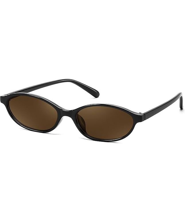 FEISEDY Retro Oval Cat Eye Sunglasses for Women 90s Narrow Lightweight Shades Y2k Trendy Sunnies B0257