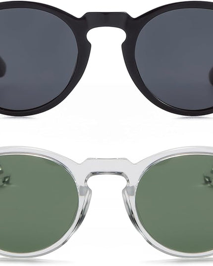 Gleyemor Vintage Polarized Sunglasses for Men Round Sunglasses UV400 Protection Retro Hand-crafted Acetate Frame
