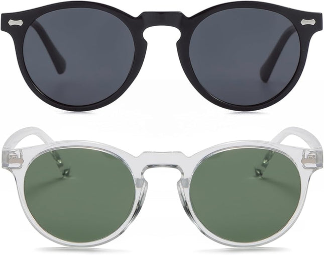 Gleyemor Vintage Polarized Sunglasses for Men Round Sunglasses UV400 Protection Retro Hand-crafted Acetate Frame