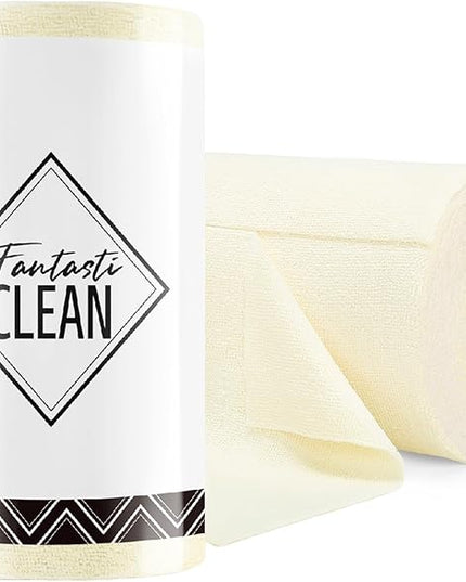 Fantasticlean Microfiber Cleaning Cloth Roll -75 Pack, Tear Away Microfiber Towels, 12" x 12", Reusable, Washable, Scratch Free, Ultra Absorbent Dishcloth for All-Around Cleaning Supplies (Beige)