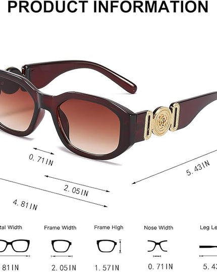 BUTABY Rectangle Sunglasses for Women Retro Driving Glasses 90’s Vintage Fashion Irregular Frame UV400 Protection